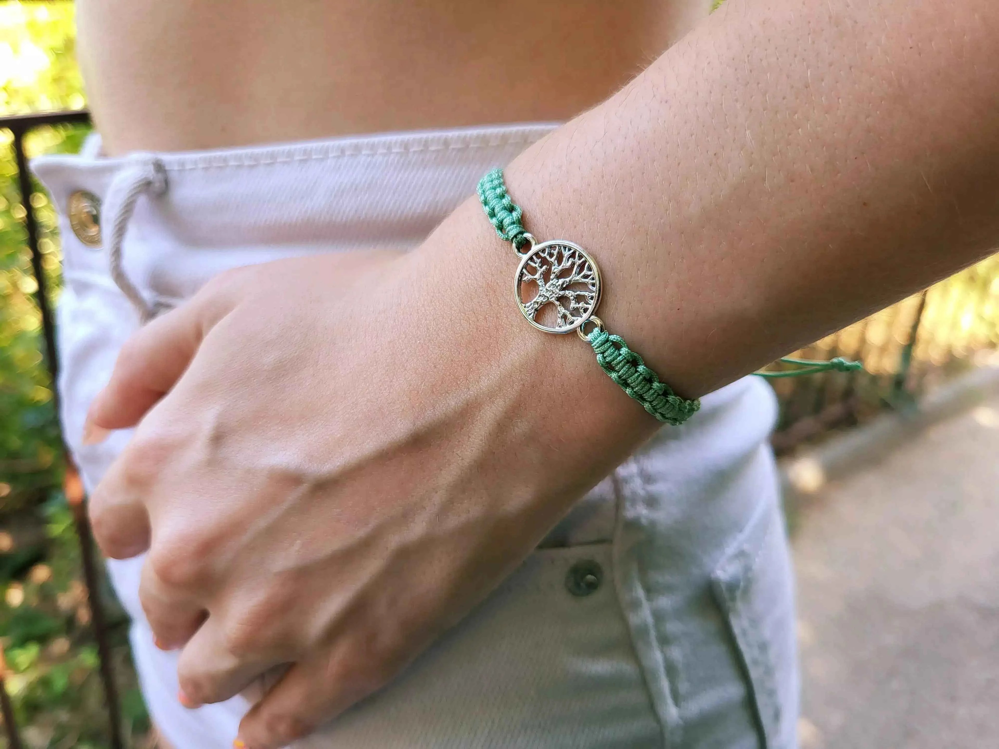 Bracelet Arbre de Vie en macramé Vert