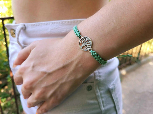 Bracelet Arbre de Vie en macramé Vert
