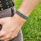 Bracelet Macramé Fait Main avec Perles Cristal Grises  Bracelet Jethyka