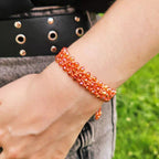 Bracelet Macramé Fait Main avec Perles Cristal Oranges  Bracelet Jethyka
