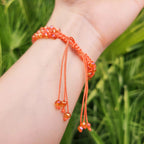 Bracelet Macramé Fait Main avec Perles Cristal Oranges  Bracelet Jethyka