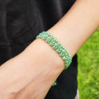Bracelet Macramé Fait Main avec Perles Cristal Vert Pastel  Bracelet Jethyka