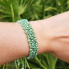 Bracelet Macramé Fait Main avec Perles Cristal Vert Pastel  Bracelet Jethyka