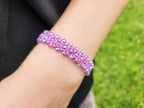 Bracelet Macramé Fait Main avec Perles Cristal violet clair  Bracelet Jethyka