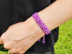 Bracelet Macramé Fait Main avec Perles Cristal Violettes  Bracelet Jethyka