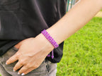 Bracelet Macramé Fait Main avec Perles Cristal Violettes  Bracelet Jethyka