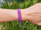 Bracelet Macramé Fait Main avec Perles Cristal Violettes  Bracelet Jethyka