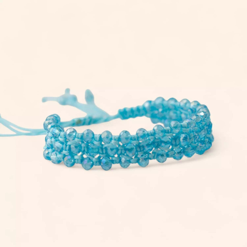 Bracelet Macramé avec Perles Cristal Bleu Azur  Bracelet Jethyka