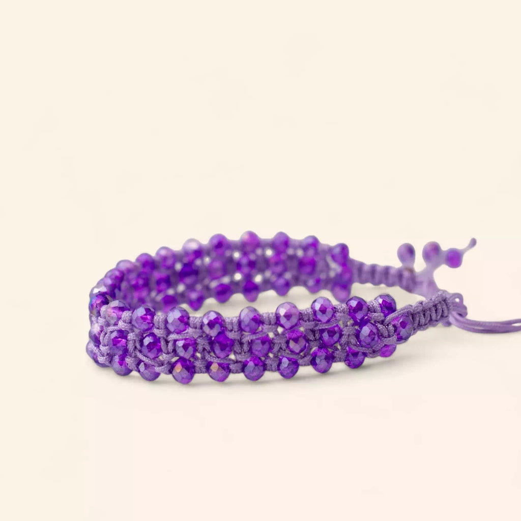 Bracelet Macramé Fait Main avec Perles Cristal Violettes  Bracelet Jethyka