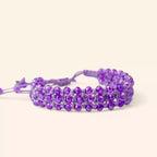 Bracelet Macramé Fait Main avec Perles Cristal Violettes  Bracelet Jethyka