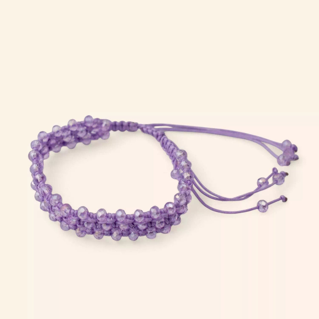 Bracelet Macramé Fait Main avec Perles Cristal violet clair  Bracelet Jethyka