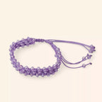 Bracelet Macramé Fait Main avec Perles Cristal violet clair  Bracelet Jethyka