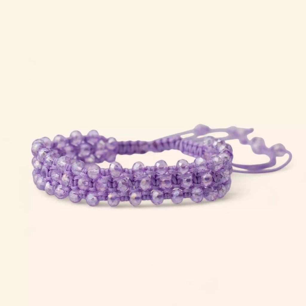 Bracelet Macramé Fait Main avec Perles Cristal violet clair  Bracelet Jethyka