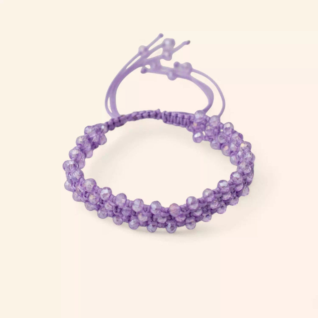 Bracelet Macramé Fait Main avec Perles Cristal violet clair  Bracelet Jethyka