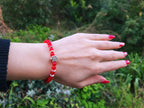 Bracelet Perles de Verre Rouges et Perle Nœud Celtique Jethyka Bracelet Jethyka