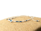 Bracelet Perles Rocailles Bleues et Blanches avec Œil Protecteur – Bijou Talisman Porte-Bonheur  Bracelet Jethyka