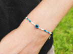 Bracelet Œil Protecteur perles rocailles blanches et bleues