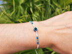 Bracelet Perles Rocailles Blanches et Bleues avec Œil Protecteur  Bracelet Jethyka