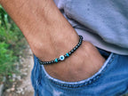 Bracelet Pierres Naturelles Hématite et Perle Œil Protecteur  Bracelet Jethyka