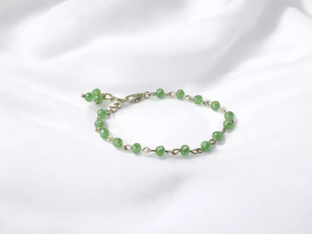 Bracelet Perles Cristal Vert Pastel et Plaqué Argent – Bijou Élégant et Raffiné  Bracelet Jethyka