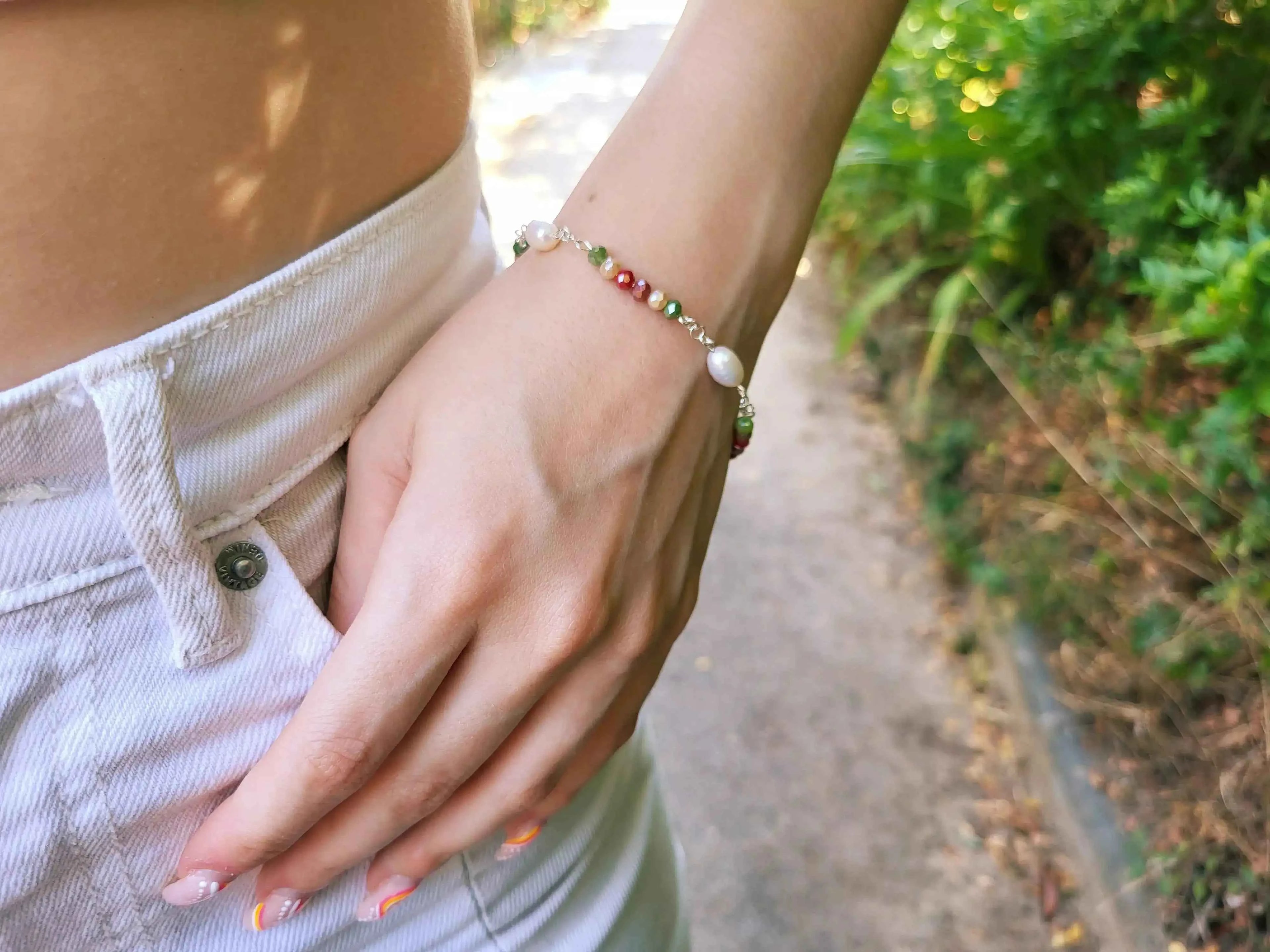 Bracelet perles cristal Multicolores et perles d'Eau Douce