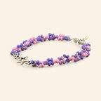 Bracelet en perles rocailles camaïeu violet et étoiles en métal argenté  Bracelet Jethyka