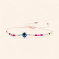 Bracelet en Perles Rocailles Blanches et Roses avec Perle Œil Protecteur  Bracelet Jethyka