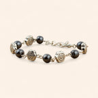 Bracelet en Pierres Naturelles Hématite et Perles Roses en Métal Argenté  Bracelet Jethyka