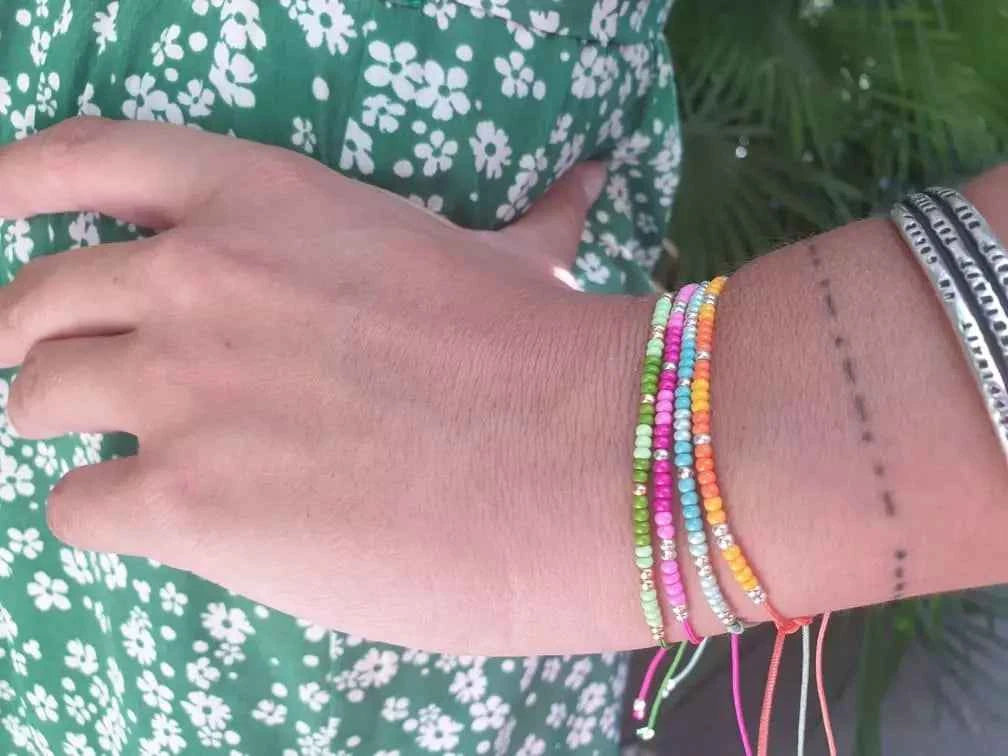 Bracelet perles rocailles Vertes