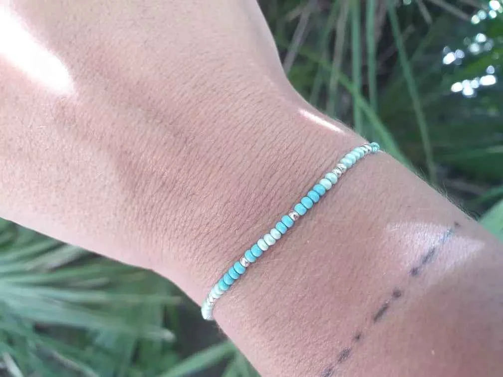 Bracelet perles rocailles Vertes