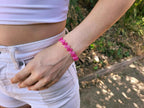 Bracelet Fleurs perles rocailles Fuchsias