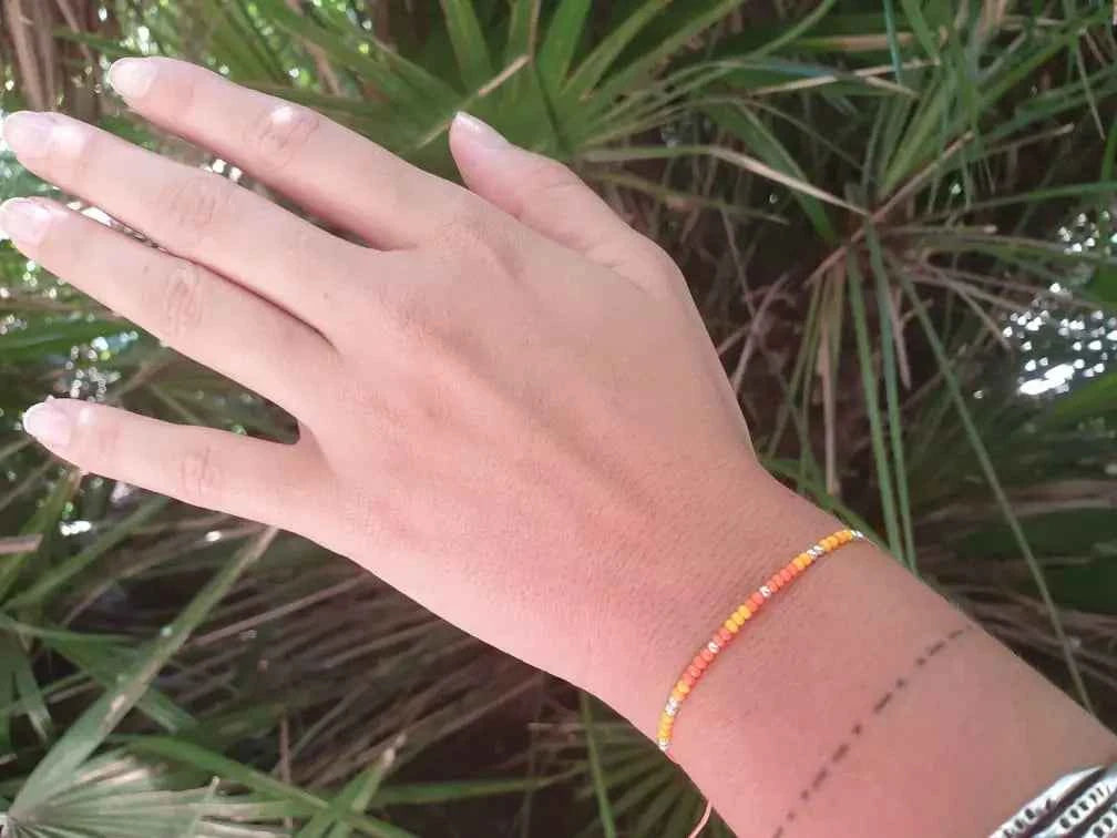 Bracelet perles rocailles Oranges