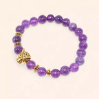 Bracelet en pierres naturelles Améthyste et perle tête de jaguar  Bracelet Jethyka