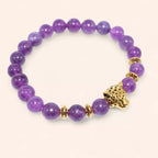 Bracelet en pierres naturelles Améthyste et perle tête de jaguar  Bracelet Jethyka
