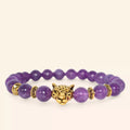 Bracelet en pierres naturelles Améthyste et perle tête de jaguar  Bracelet Jethyka