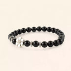 Bracelet en pierres naturelles Obsidienne et perle Fleur de cerisier  Bracelet Jethyka