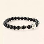 Bracelet en pierres naturelles Obsidienne et perle Fleur de cerisier  Bracelet Jethyka