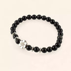Bracelet en pierres naturelles Obsidienne et perle Fleur de cerisier  Bracelet Jethyka