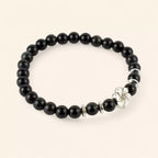 Bracelet en pierres naturelles Obsidienne et perle Fleur de cerisier  Bracelet Jethyka