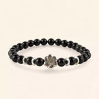 Bracelet en pierres naturelles Obsidienne et perle Fleur de cerisier  Bracelet Jethyka