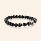 Bracelet en Pierres Naturelles Obsidienne et Perle Nœud Celtique  Bracelet Jethyka