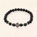 Bracelet en Pierres Naturelles Obsidienne et Perle Nœud Celtique  Bracelet Jethyka