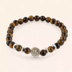 Bracelet en pierres naturelles Œil de Tigre et perle petite Fleur  Bracelet Jethyka