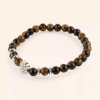 Bracelet en pierres naturelles Œil de Tigre et perle petite Fleur  Bracelet Jethyka