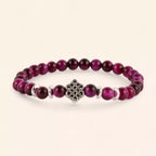 Bracelet en Pierres Naturelles Œil de Tigre Rose et Perle Nœud Celtique  Bracelet Jethyka