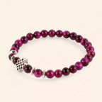 Bracelet en Pierres Naturelles Œil de Tigre Rose et Perle Nœud Celtique  Bracelet Jethyka