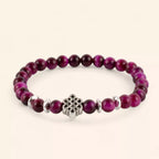 Bracelet en Pierres Naturelles Œil de Tigre Rose et Perle Nœud Celtique  Bracelet Jethyka