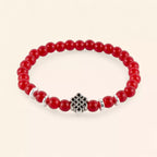Bracelet Perles de Verre Rouges et Perle Nœud Celtique  Bracelet Jethyka