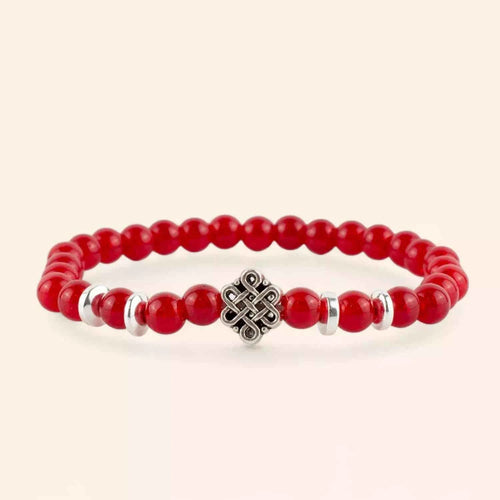 Bracelet Nœud Celtique en Perles de Verre Rouge