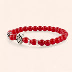 Bracelet Perles de Verre Rouges et Perle Nœud Celtique  Bracelet Jethyka